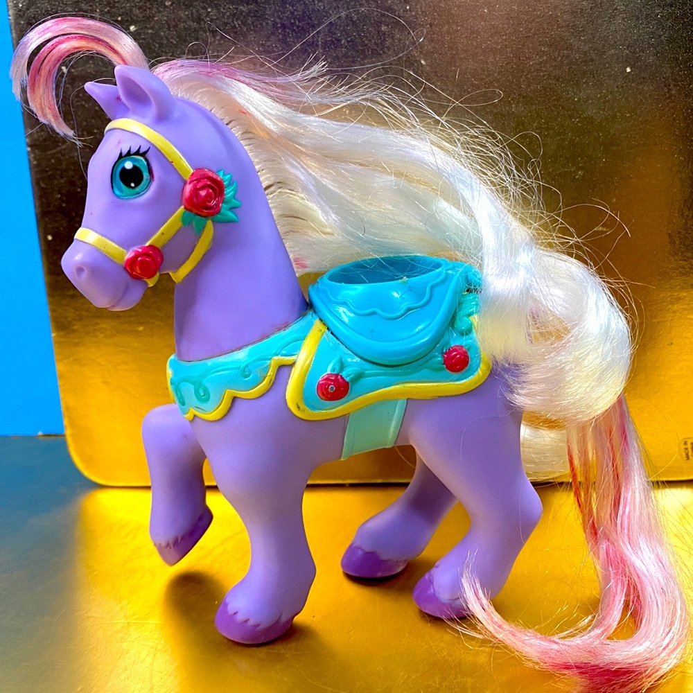 DISNEY VTG 2002 MY FIRST PRINCESS BELLE ROSE PETAL PURPLE PONY FISHER PRICE